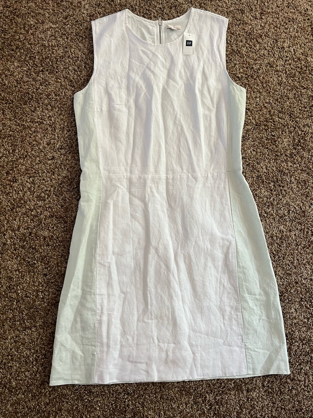 Gap White Linen Cotton Sheath Dress Sleeveless Short Size 8